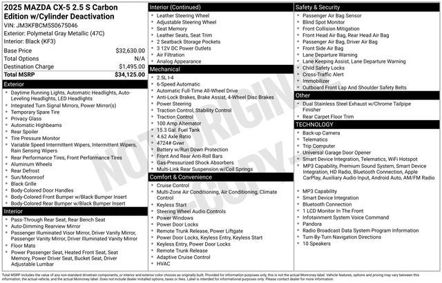 2025 Mazda CX-5 2.5 S Carbon Edition